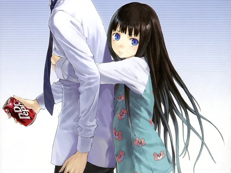 Girl Hugging Boy — Blue, Calm