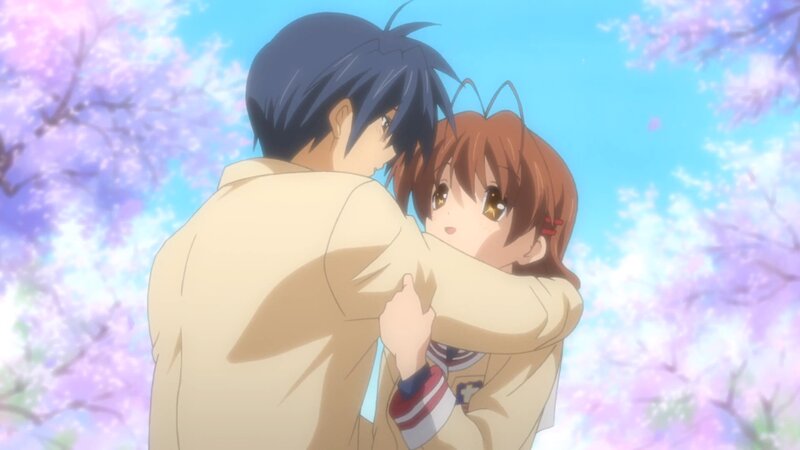 Girl Hugging Boy — Blue, Serene