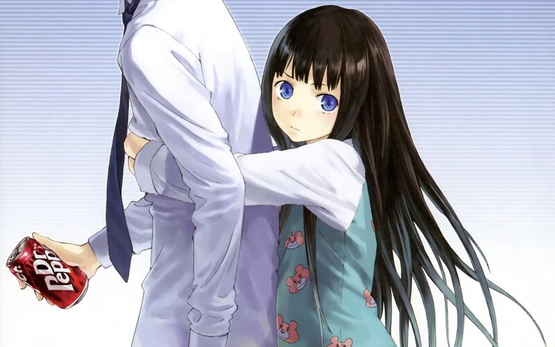 Girl Hugging Boy — White, Calm