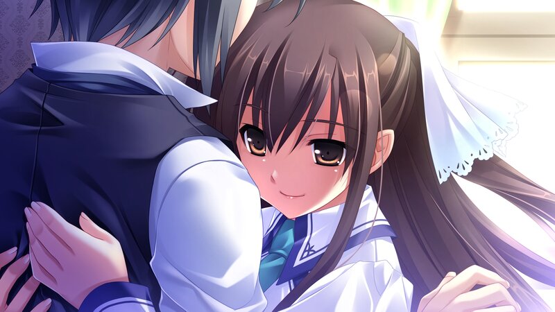 Girl Hugging Boy — White, Sentimental