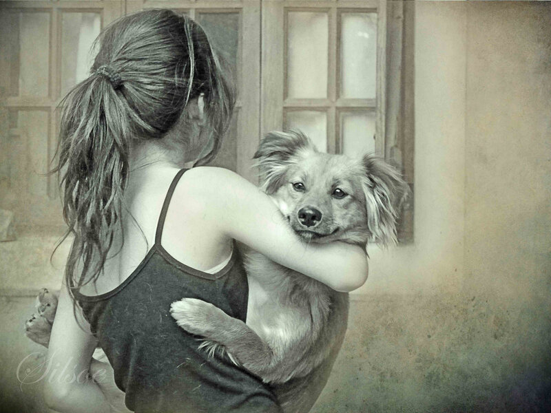 Girl Hugging Dog