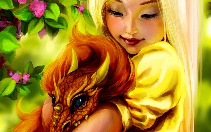 Girl Hugging Dragon