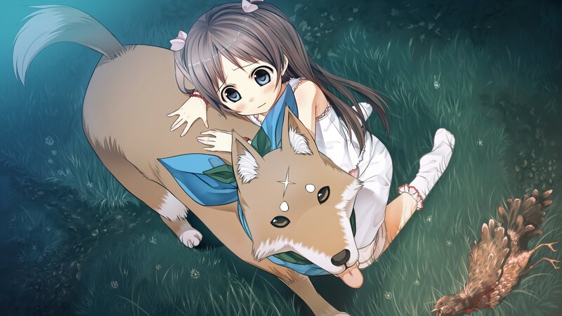 Girl Hugging Fox — Green