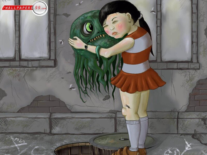 Girl Hugging Monster