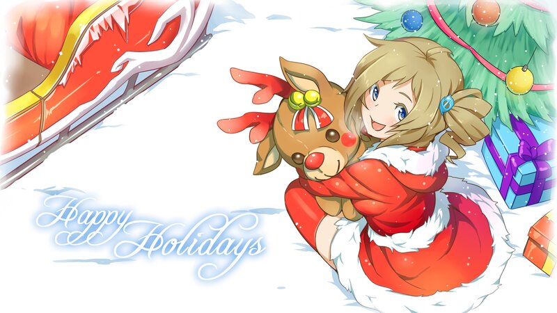 Girl Hugging Reindeer — Red