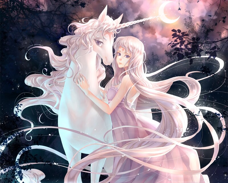Girl Hugging Unicorn — Pink