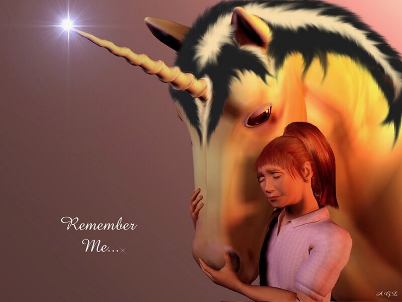 Girl Hugging Unicorn — Yellow