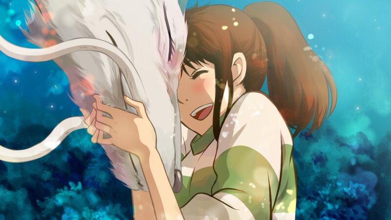 Girl Hugging White Fox — Blue, Serene