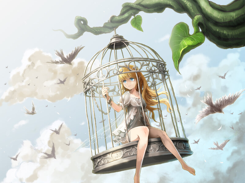 Girl in a Birdcage — Blue