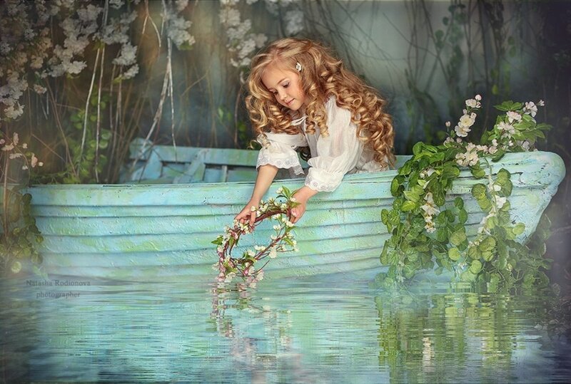 Girl in a Boat — Blue, Serene, Spring