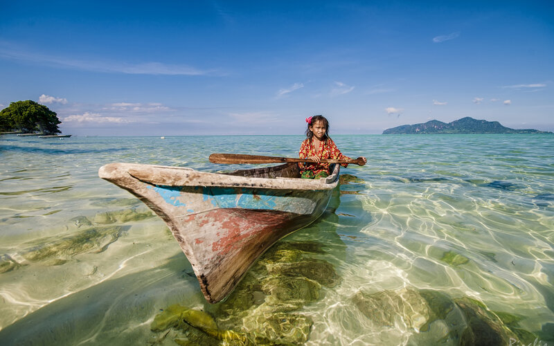 Girl in a Boat — Blue, Serene