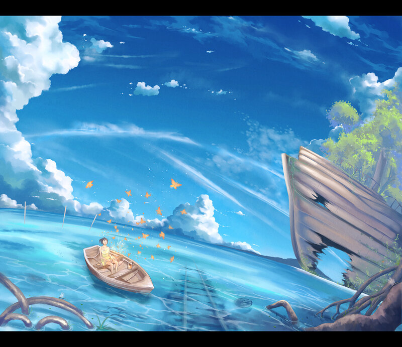 Girl in a Boat — Blue