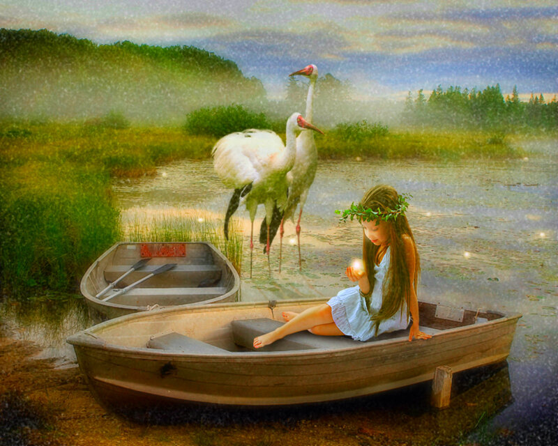 Girl in a Boat — Green, Serene