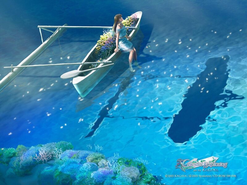 Girl in a boat on the ocean