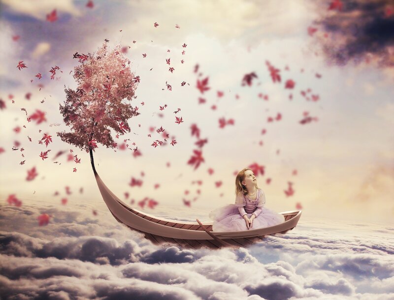 Girl in a Boat — Pink, Dreamy, Afternoon