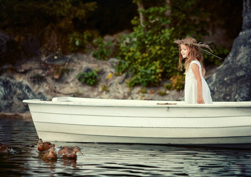 Girl in a Boat — White, Serene