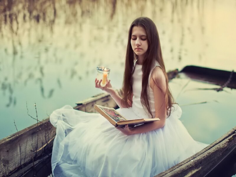 Girl in a Boat — White