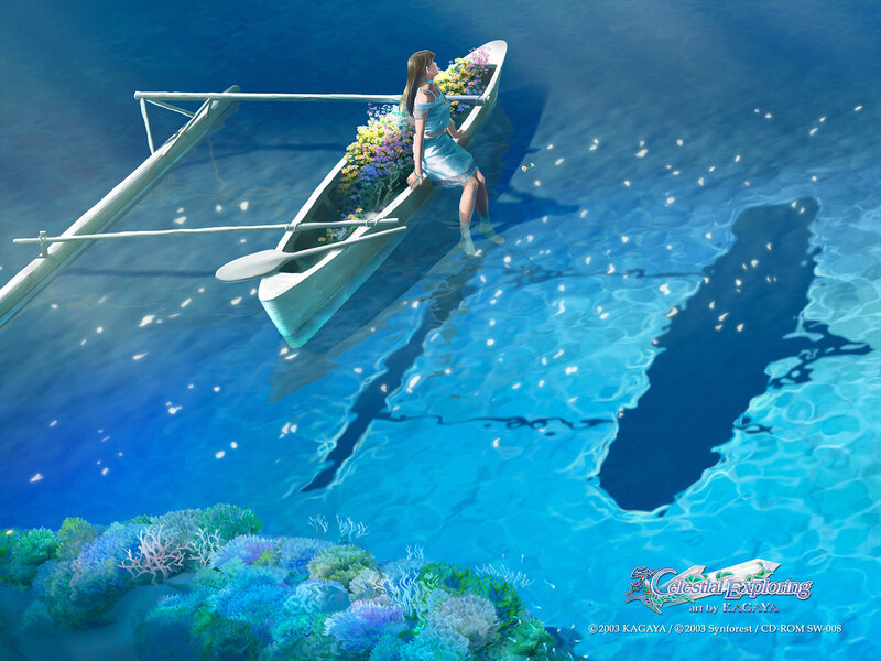 Girl in a boat with flowers