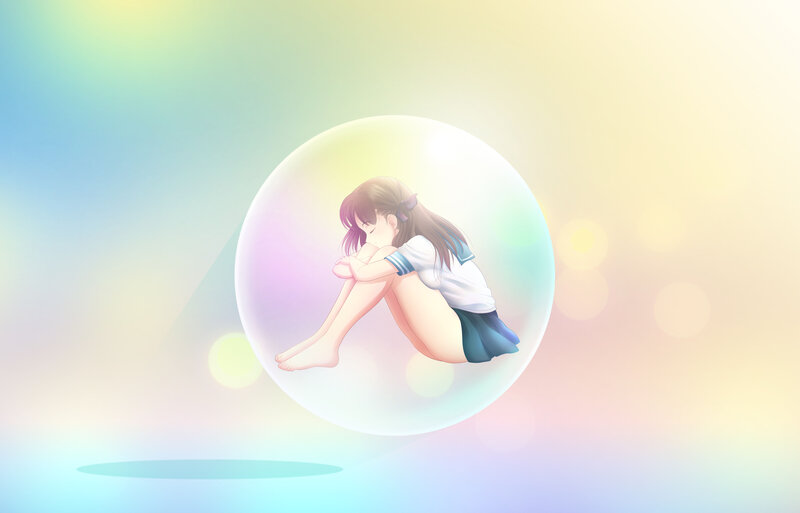 Girl in a Bubble — Blue, Serene