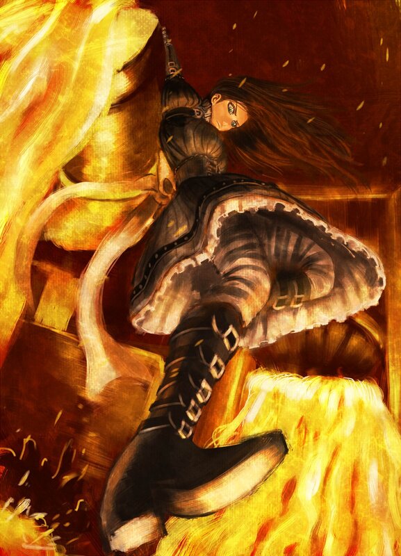 girl in a burning room