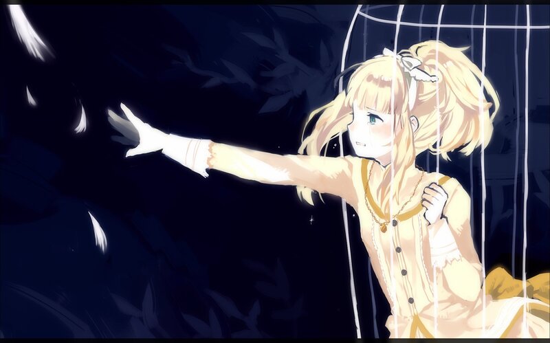 girl in a cage reaching out