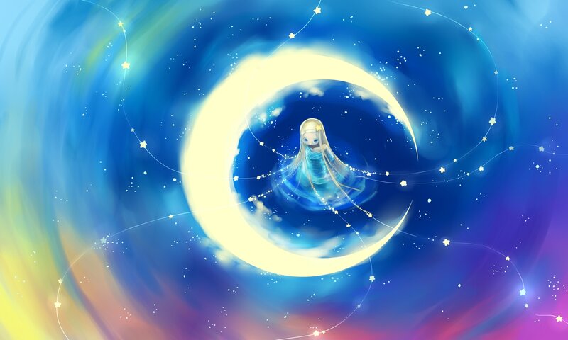 Girl in a Crescent Moon
