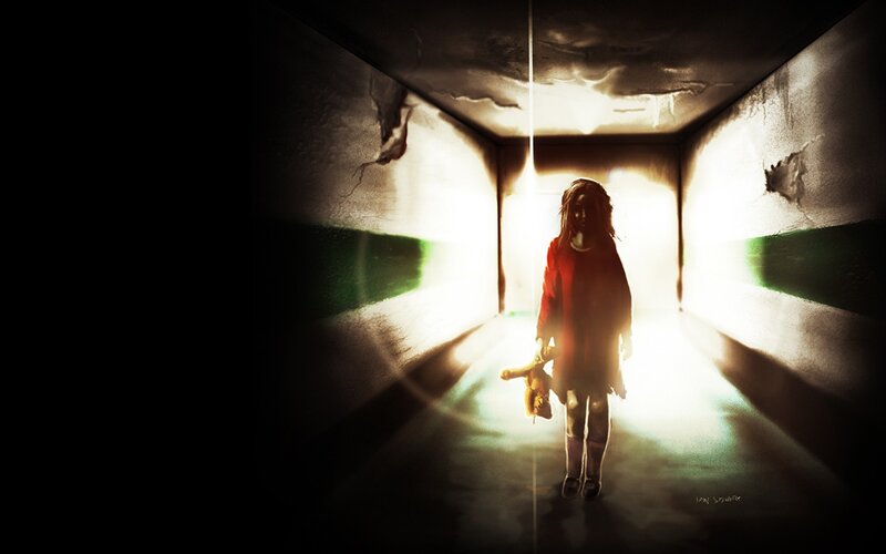 girl in a dark corridor