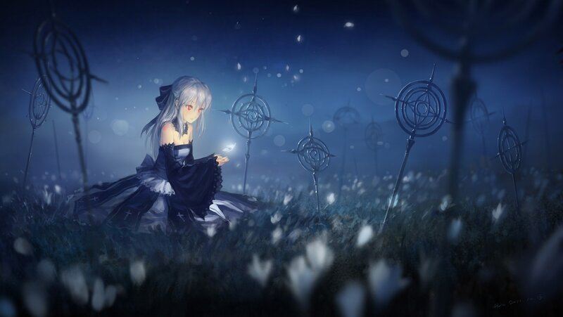 girl in a dark field