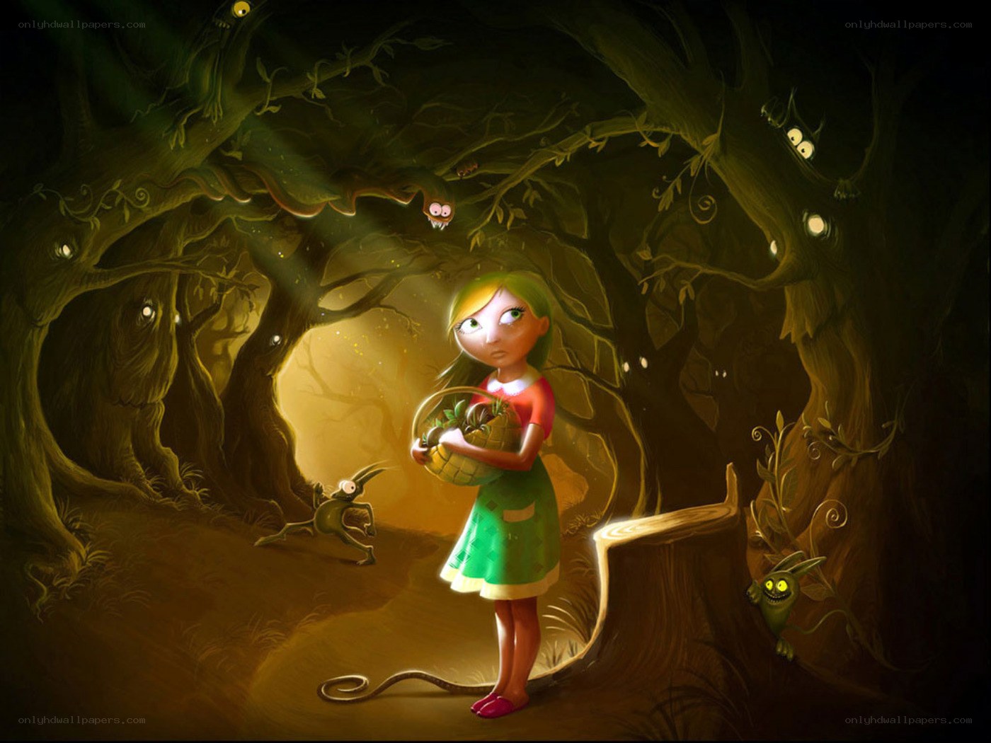 girl in a dark forest