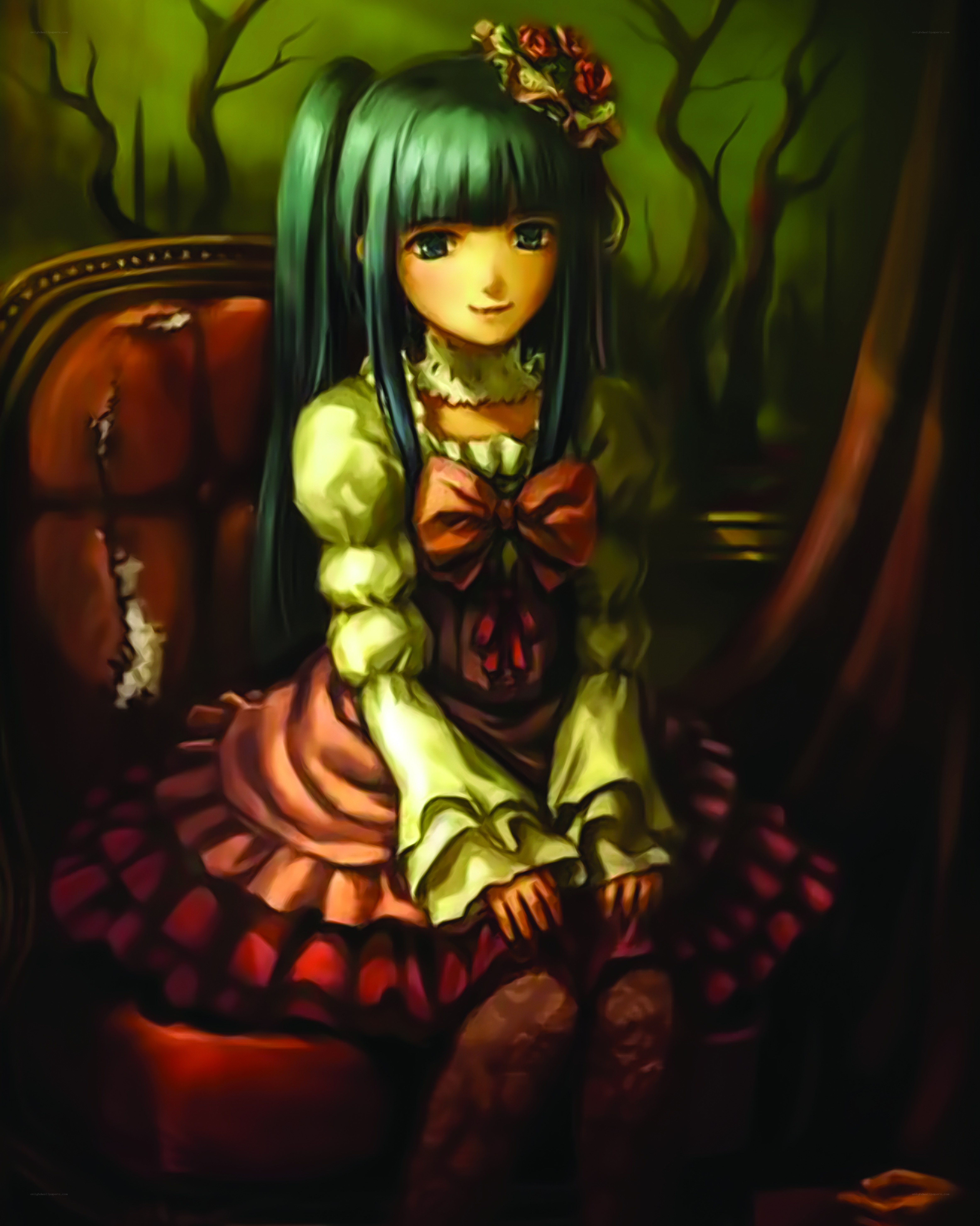 girl in a dark forest