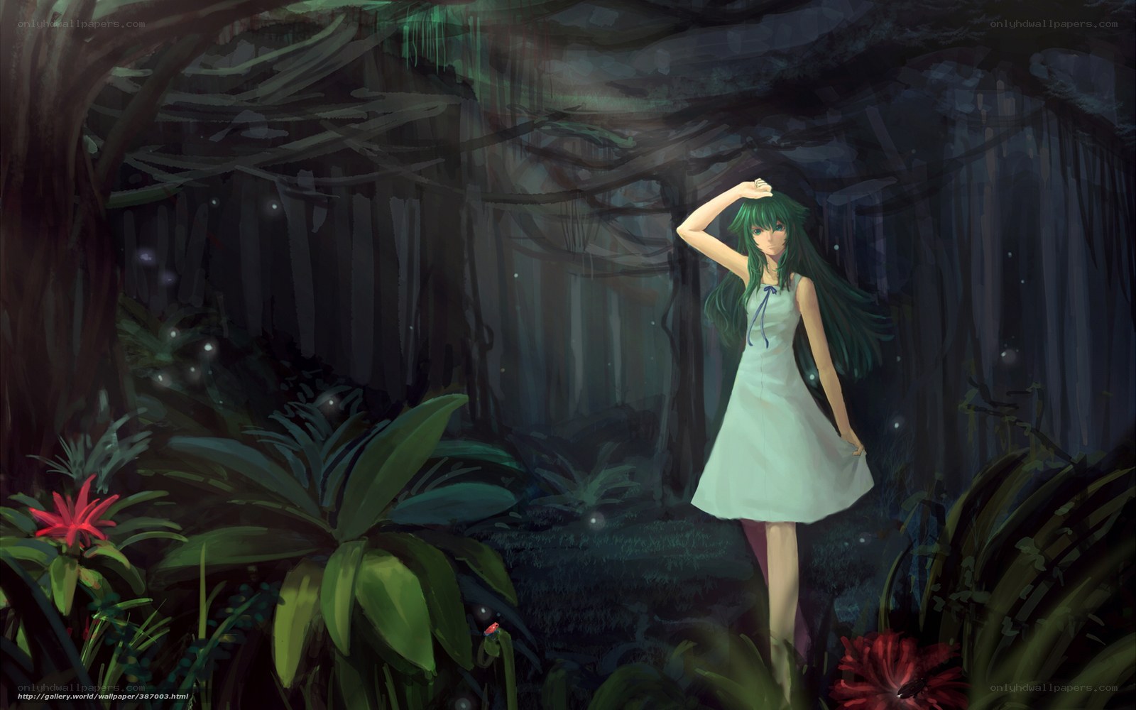 Girl in a dark forest