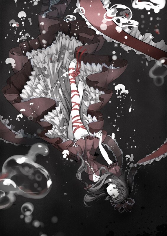 girl in a dark underwater scene