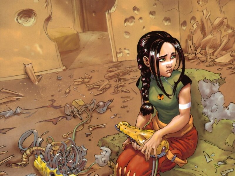 Girl in a destroyed room
