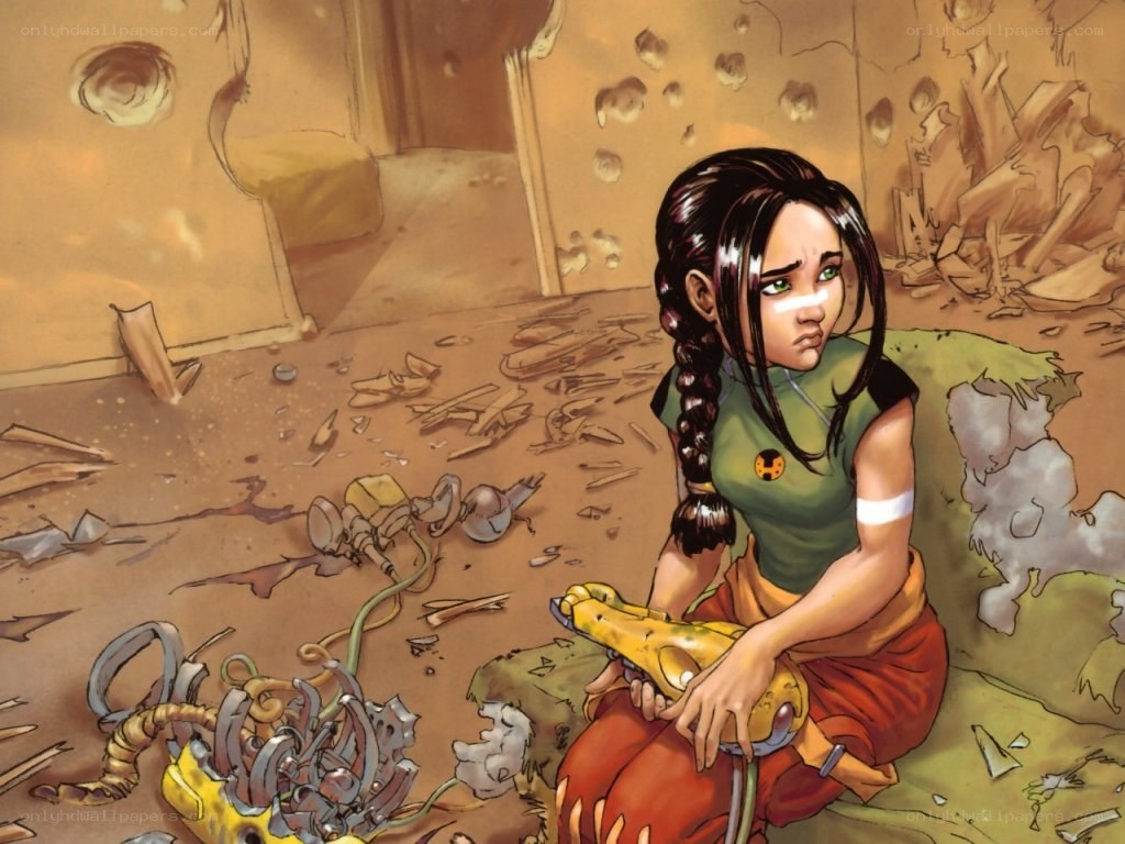 Girl in a destroyed room