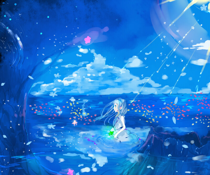 girl in a dreamy blue world