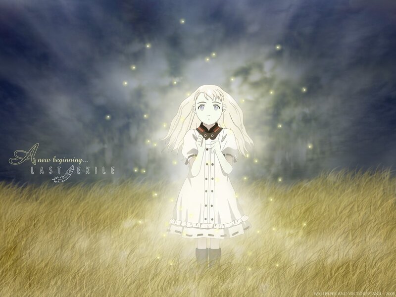girl in a field at night