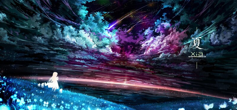 Girl in a Field — Blue, Dreamy, Night