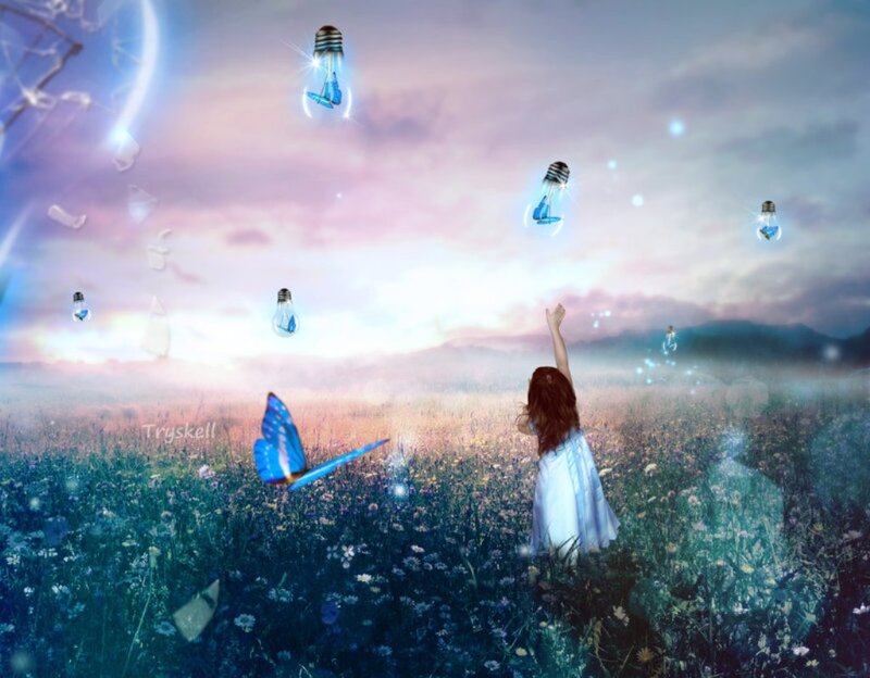 Girl in a Field — Blue, Dreamy