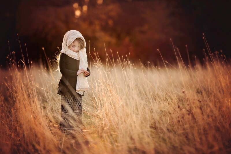 Girl in a Field — Gold, Serene
