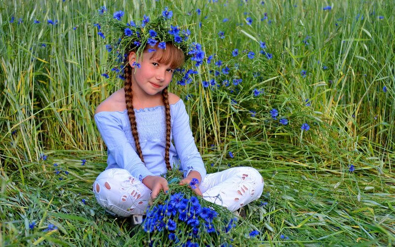 Girl in a Field — Green, Serene, Summer, Photograph