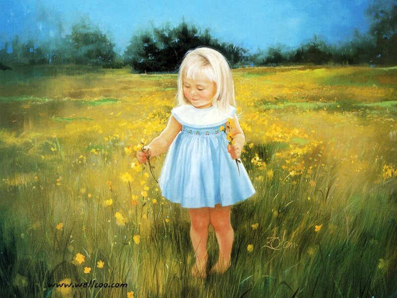 Girl in a field of flowers