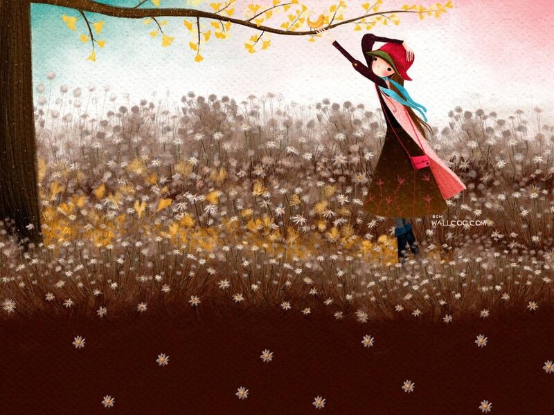 Girl in a field of flowers
