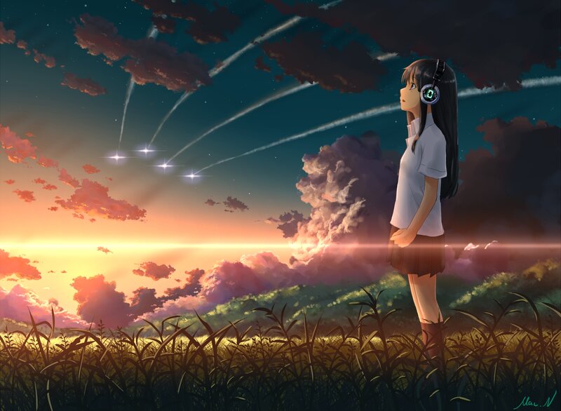 Girl in a Field — Orange, Serene