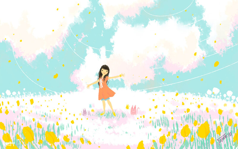 Girl in a Field — Yellow, Serene