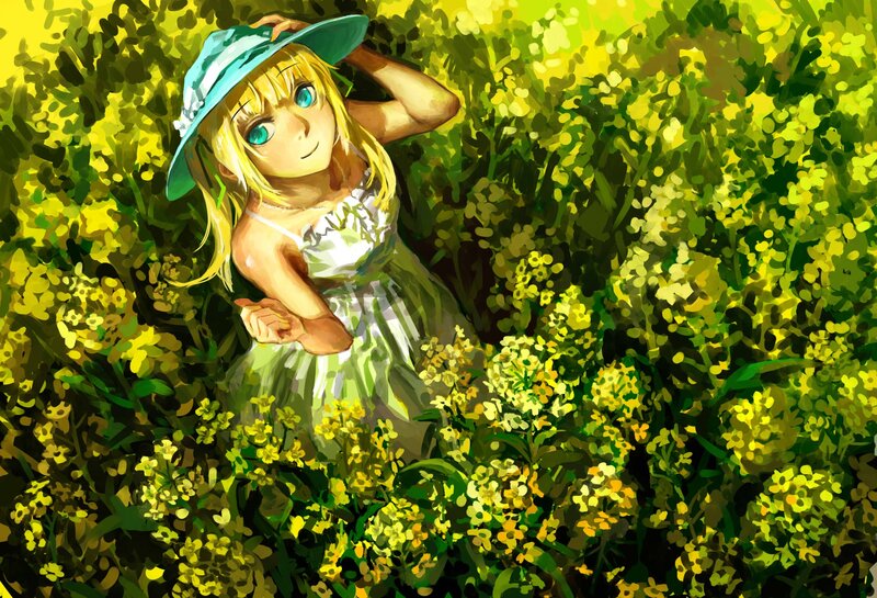 girl in a flower field