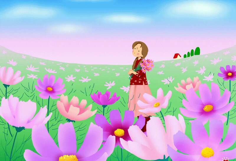 Girl in a flower field