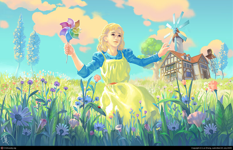 Girl in a flower field