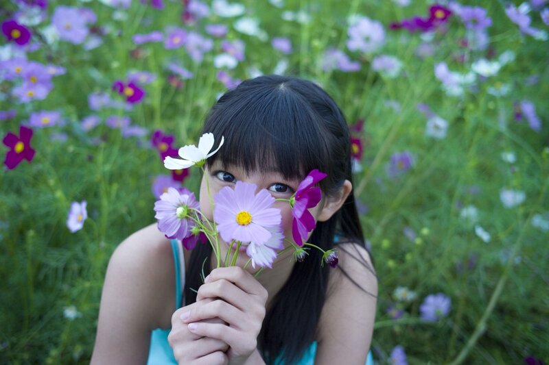 girl in a flower field