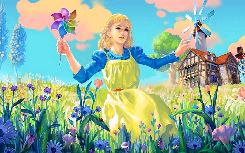 Girl in a Flower Field — Yellow, Serene, Afternoon