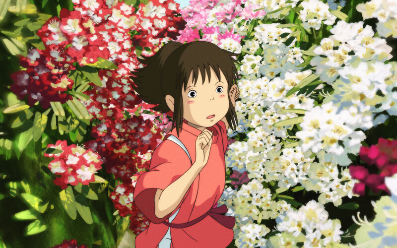 girl in a flower garden